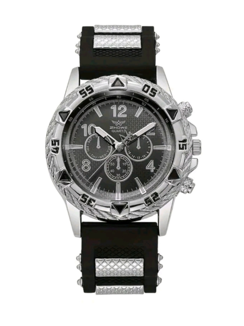 Men's Zhowe Quartz Watch One Size Black and Silver